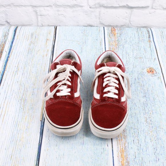 Vans Off The Wall Red Suede Canvas Lace up Low Top Skate Sneakers M 4 L 5.5 - Picture 5 of 9